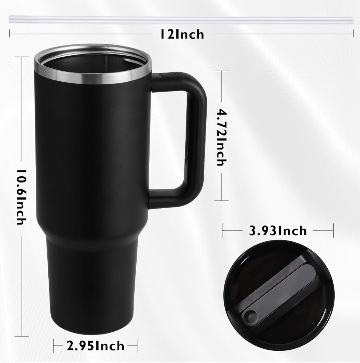 40oz Insulated Tumbler 1200ml – Stainless Steel Travel Mug with Handle & Straw | Double Wall Hot & Cold Thermal Cup
