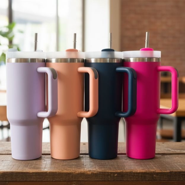 40oz Insulated Tumbler 1200ml – Stainless Steel Travel Mug with Handle & Straw | Double Wall Hot & Cold Thermal Cup