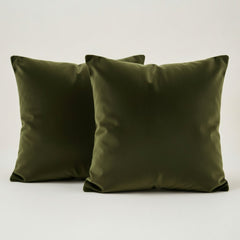 Two green pillows on a light gray background